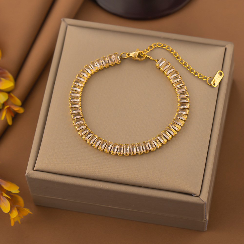 Crystal-Studded Gold Plated Bracelet